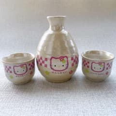 平成レトロ☆ハローキティ 陶器製徳利とおちょこセット 未使用 当時物