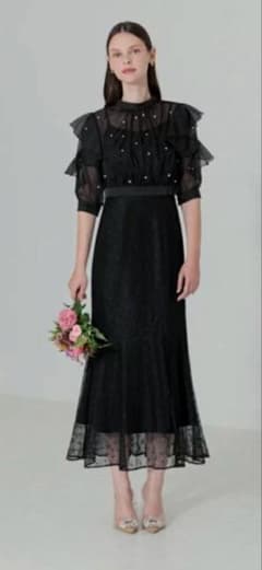 Leja】2WAYパール付きシアーレースバックリボンボレロスリット