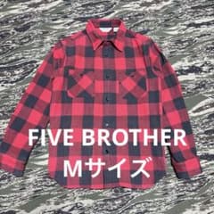 FIVE BROTHER ブロックチェックネルシャツ 赤黒M ファイブブラザー