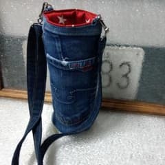 Z8.89❤️デニムリメイク ペットボトルカバー ショルダー紐つき 熱中症