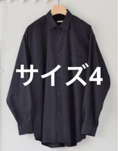 COMOLI コモリシャツ コットン レギュラーカラー 黒 ネイビー サイズ4