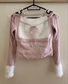 Lumignonルミニョン Ribbon bust fluffy topsピンク - メルカリ