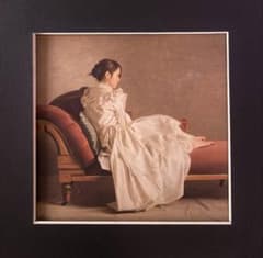 森本草介、【午後のくつろぎ】、希少な額装用画集画、新品高級額 額装