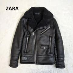 ZARA ザラ フェイク ムートン ライダース ジャケット ボア ブラック 黒