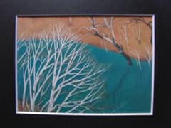 東山 魁夷 、【青き淵】、希少画集画、新品高級額・額装付、状態良好