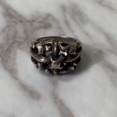 90s A&G フレアリング シルバー925 刻印 クロス 存在感 指輪 17号