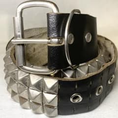 希少 Wendy's ウェンディーズ ベルト 3連ピラミッドスタッズ レザー 黒