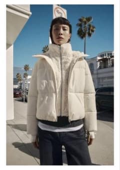 ZARA フェイクシープスキンフード付き撥水ウィンドブレーカー