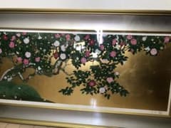 日本画家森田りえ子「柊野五色椿」手張本金箔 30号大 大版直筆サイン