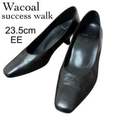 ワコール サクセスウォーク スクエアトゥ パンプス レザー ブラック