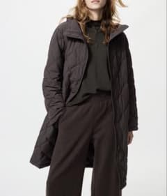 新品 UNIQLO パフテックロングコートリラックスフィット ブラウン S