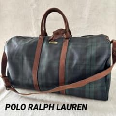 ポロラルフローレン ボストンバッグ 2WAY 緑 PVCレザー ブラック