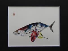 片岡鶴太郎、【鰹】、希少画集画、新品高級額・額装付、状態良好