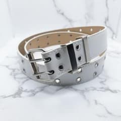 スタッズベルト ホワイト ダブルピンベルト y2k 白 スケーター 男女