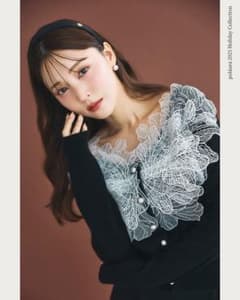 polaura ポローラ レースフリルカーディガン ブラック - メルカリ