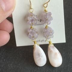 トムソナイト(ピンクラリマー)×ラベンダーアメジスト 14kgfピアス