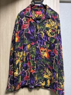 Syareme 花柄 レーヨンシャツ 長袖シャツ 総柄 - デザイン シャツ 長袖