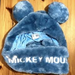 ミッキー マフラーキャップ ファンキャップ ブルー 青 ディズニー