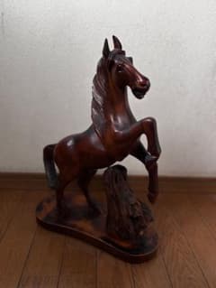 木製馬の彫刻 46cm 馬 ホース 木彫り 置物 レトロ 干支置物 インテリア