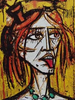 ベルナール・ビュッフェ、狂女、希少な額装用画集より、新品高級額装付