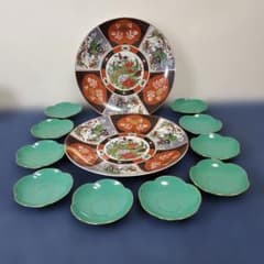 h435☆中国骨董大皿2枚☆香蘭社☆緑色小皿の10枚セット☆ - メルカリ