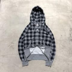 00s OLD UNIQLO ダブルジップパーカー チェック柄 y2k 短丈 - メルカリ