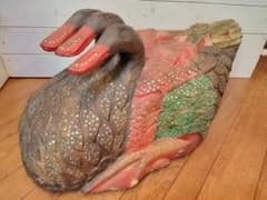 木彫りの三つ頭鴨 三ツ頭鳥 アジアンアート 民芸品 共命鳥 キメラ