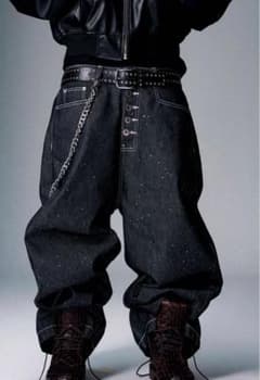 Bevis studio ブリンブリン ダークグレー ワイドデニムパンツブラック