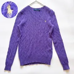 新品】ポロラルフローレン ケーブルニット ブラック M 紫ポニー