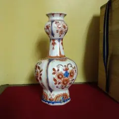 鍋島焼幾平作 盛上彩釉 柿絵彫浮彫 双耳 花瓶 - メルカリ