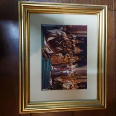 アンティーク骨董寄木細工ナポレオンコルシカ島絵画