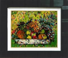 メルカリ 絵画絵額付き (白）油絵uF6-061204静物フルーツカップ