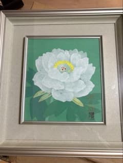 真作日本画真作花牡丹額装 額71cm×65cm 深石2128