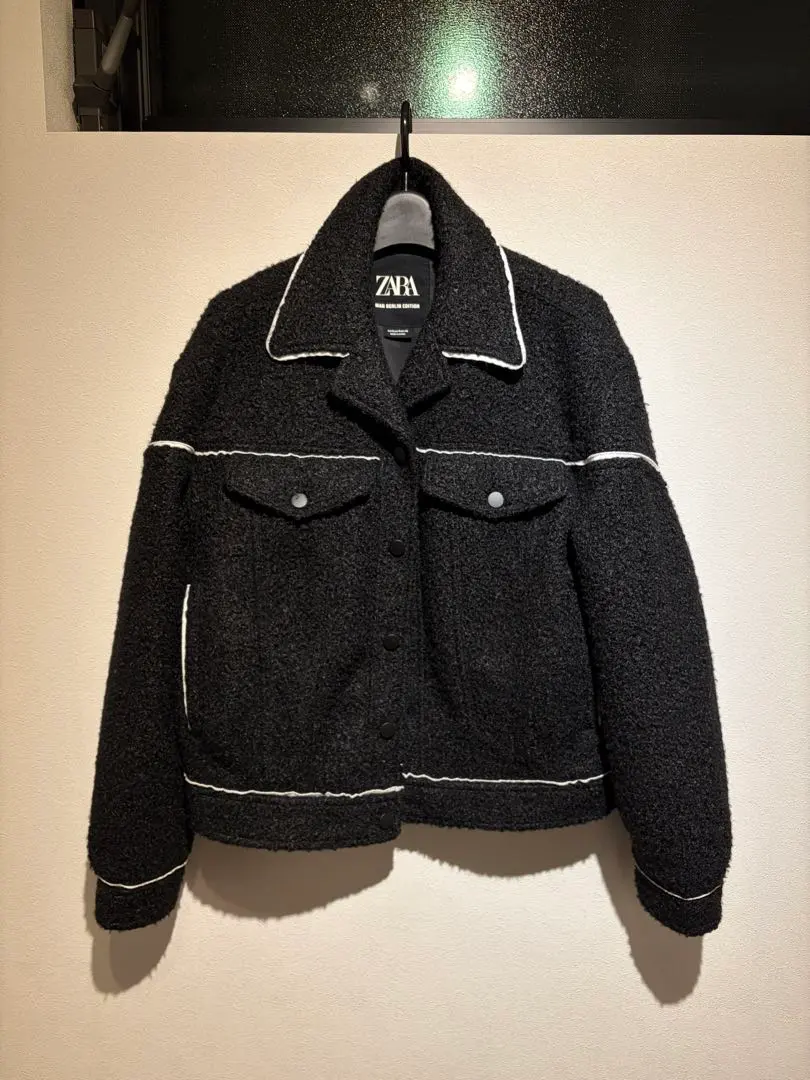 2026年最新】ZARA コントラストトップステッチ ブークレ ジャケットの
