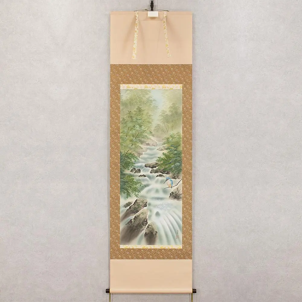 掛け軸 桜井浩堂 四神山水図 絹本 希少 軸装 茶道具 掛軸 です。