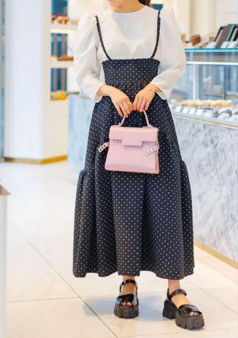 2026年最新】bluelea ドットジャガードサスペンダースカートの人気