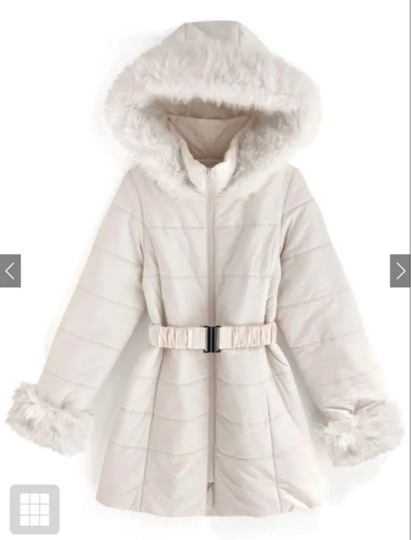 ミシェルマカロン フレアダウン ベージュ ダウン コート ファー