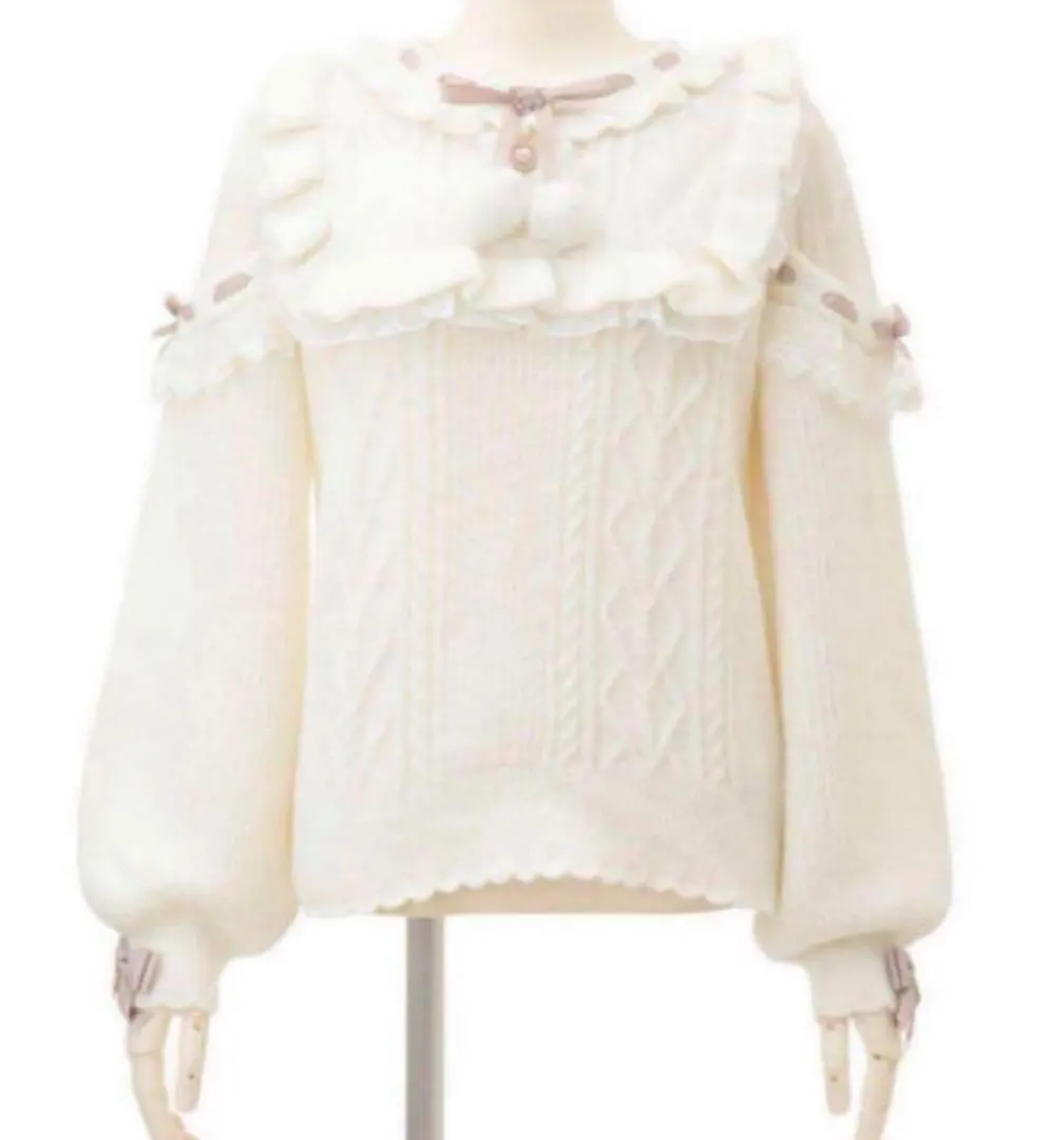 2026年最新】LIZLISAポンポンリボンレースヨークニットトップスの人気