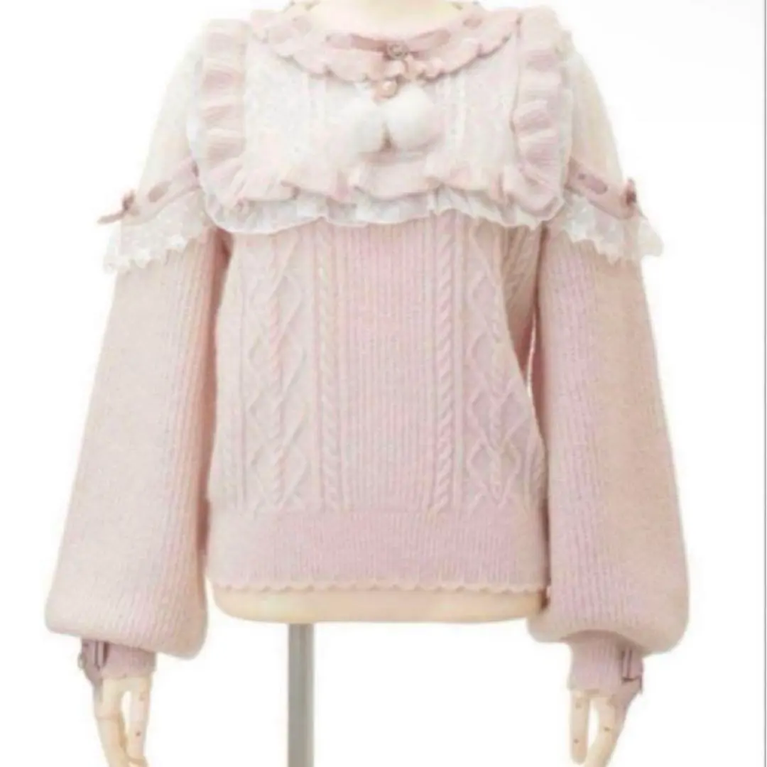 2026年最新】LIZLISAポンポンリボンレースヨークニットトップスの人気