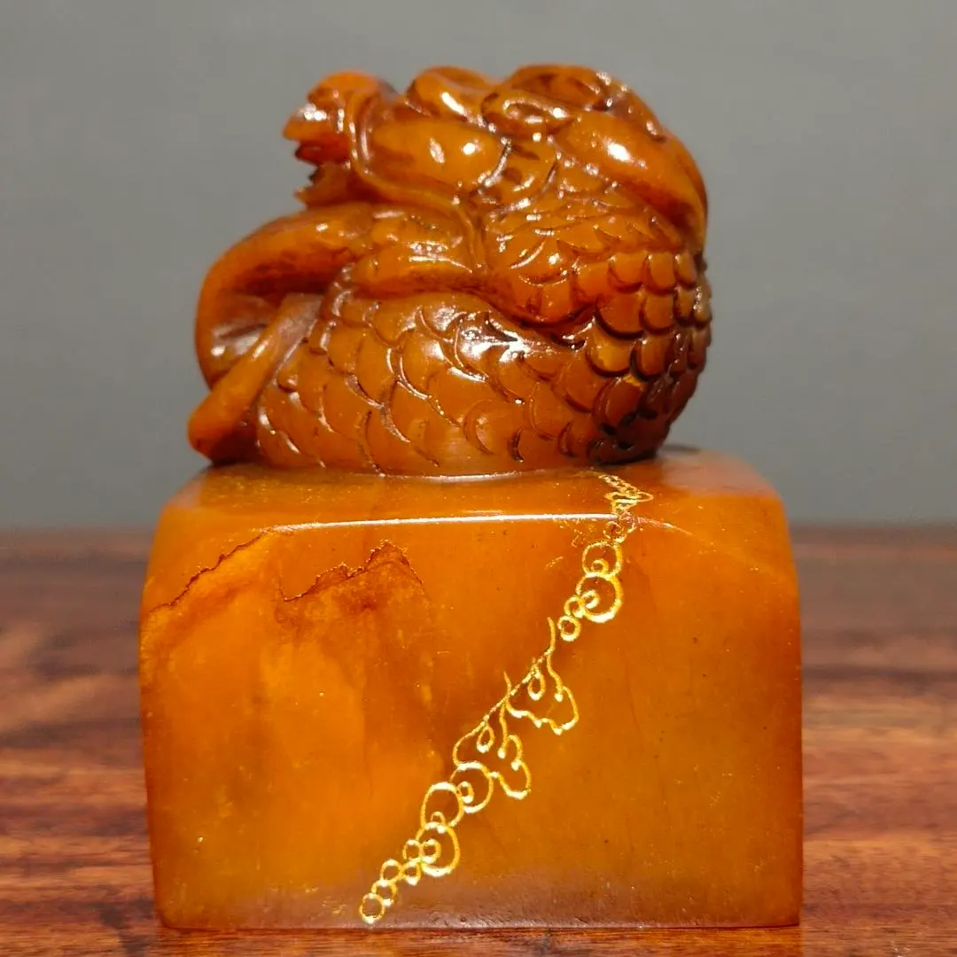 時代物天然田黃石收藏古龍雕刻文房印鑑緣起物古董‐ Mercari 日本最大