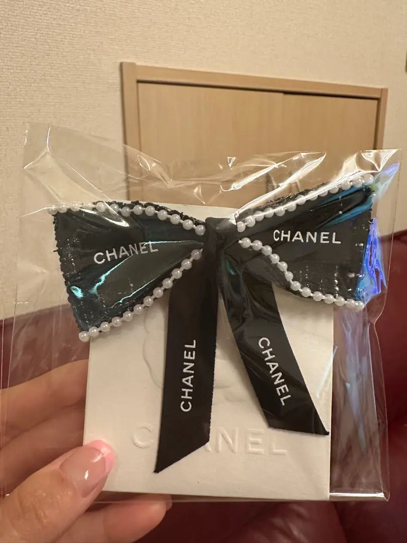 正規品CHANEL2023 シルクヘアゴムリボンブラックホワイト希少品
