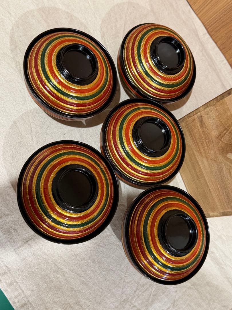 通販ホビー・楽器・アート - 山田平安堂 平安堂造 漆器 木椀 独楽塗5個