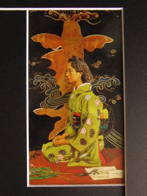 宮本三郎、大和撫子、希少な画集より、新品高級額・額装付