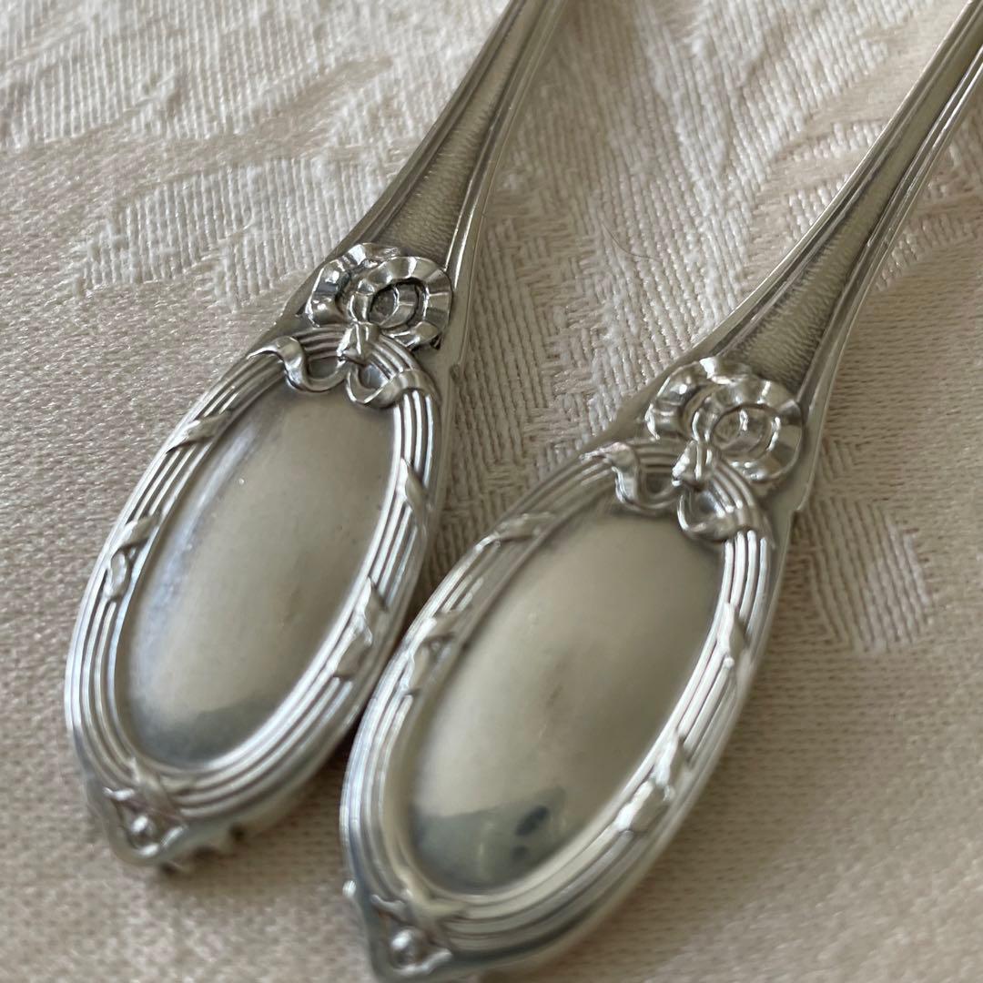 リボン♡ フレンチシルバー　アイスクリーム　スプーン　2本