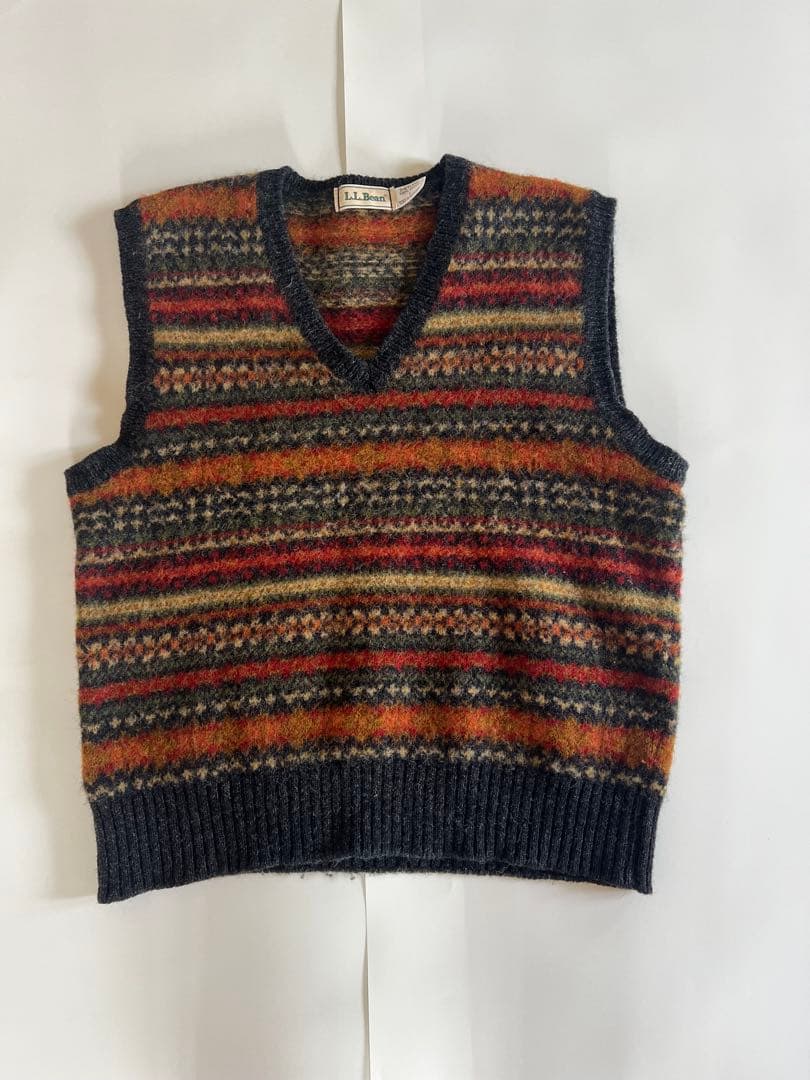 L.L.Bean シェットランドウール ニットベスト 総柄 ヴィンテージ