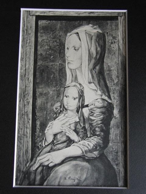 藤田嗣治、【聖母子像】、希少な限定額装用画集画、新品高級額 額装付