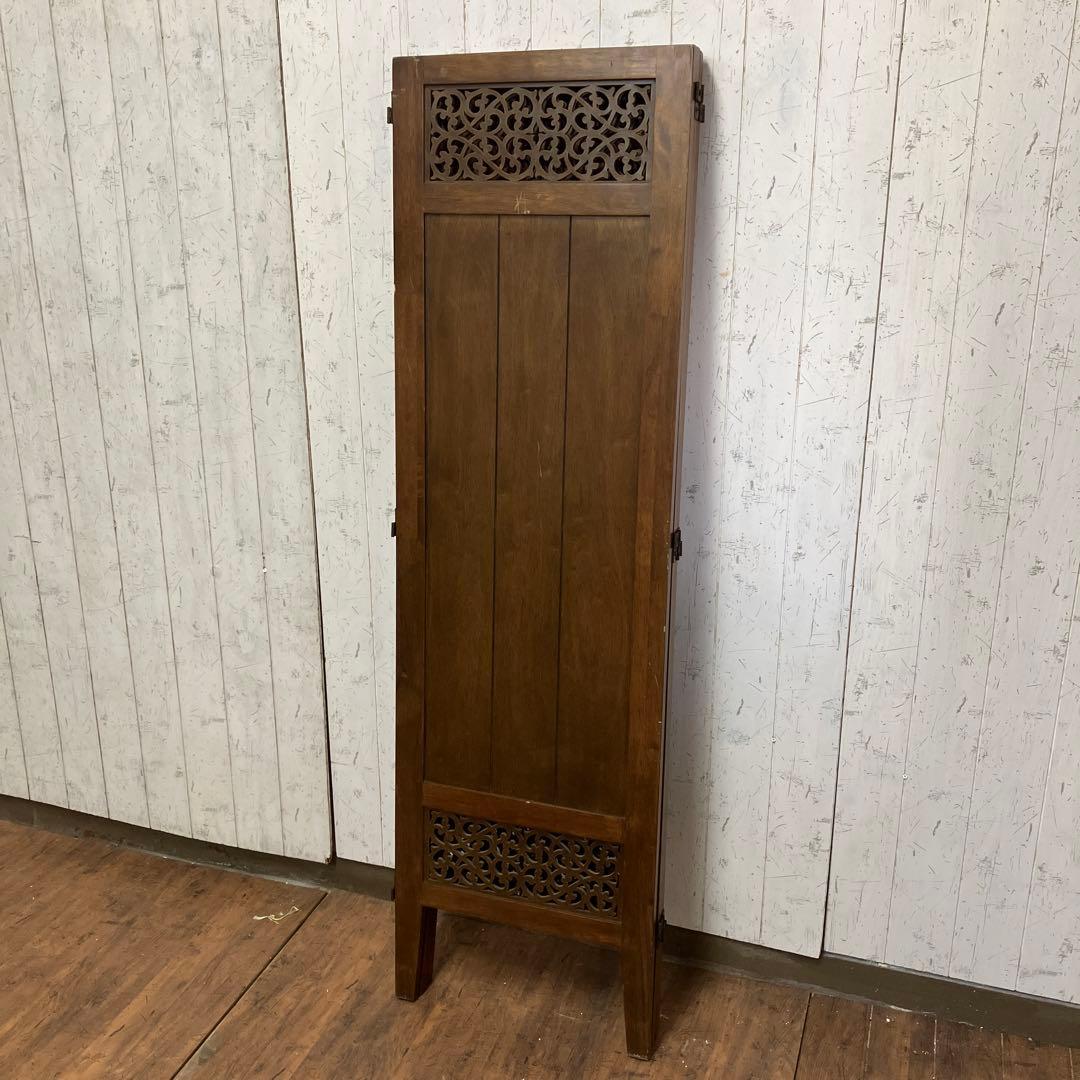 B-2 昭和レトロ アンティーク 木製 3連 パーテーション 衝立 ついたて