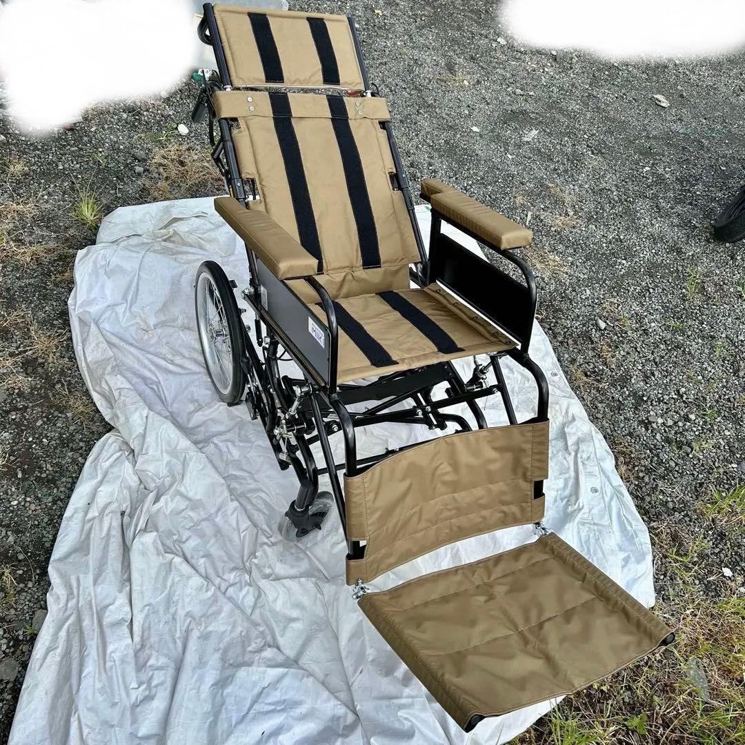 Miki 未使用品　リクライニング介助用車椅子 カーキ色