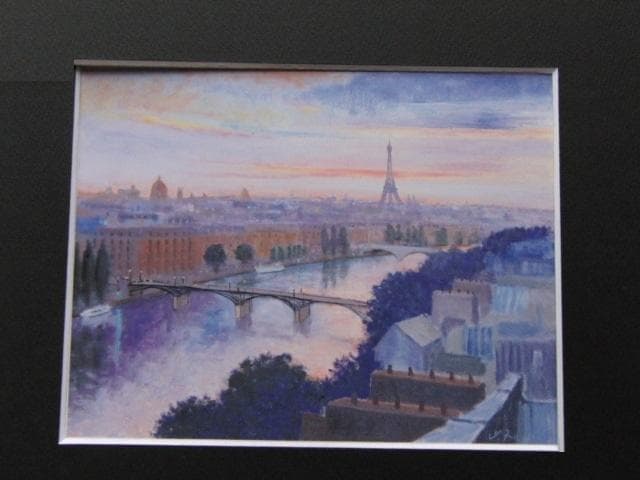 藤祥州、【黄昏のパリ】、希少な大判額装用画集より、美品、日本人画家、新品額装付
