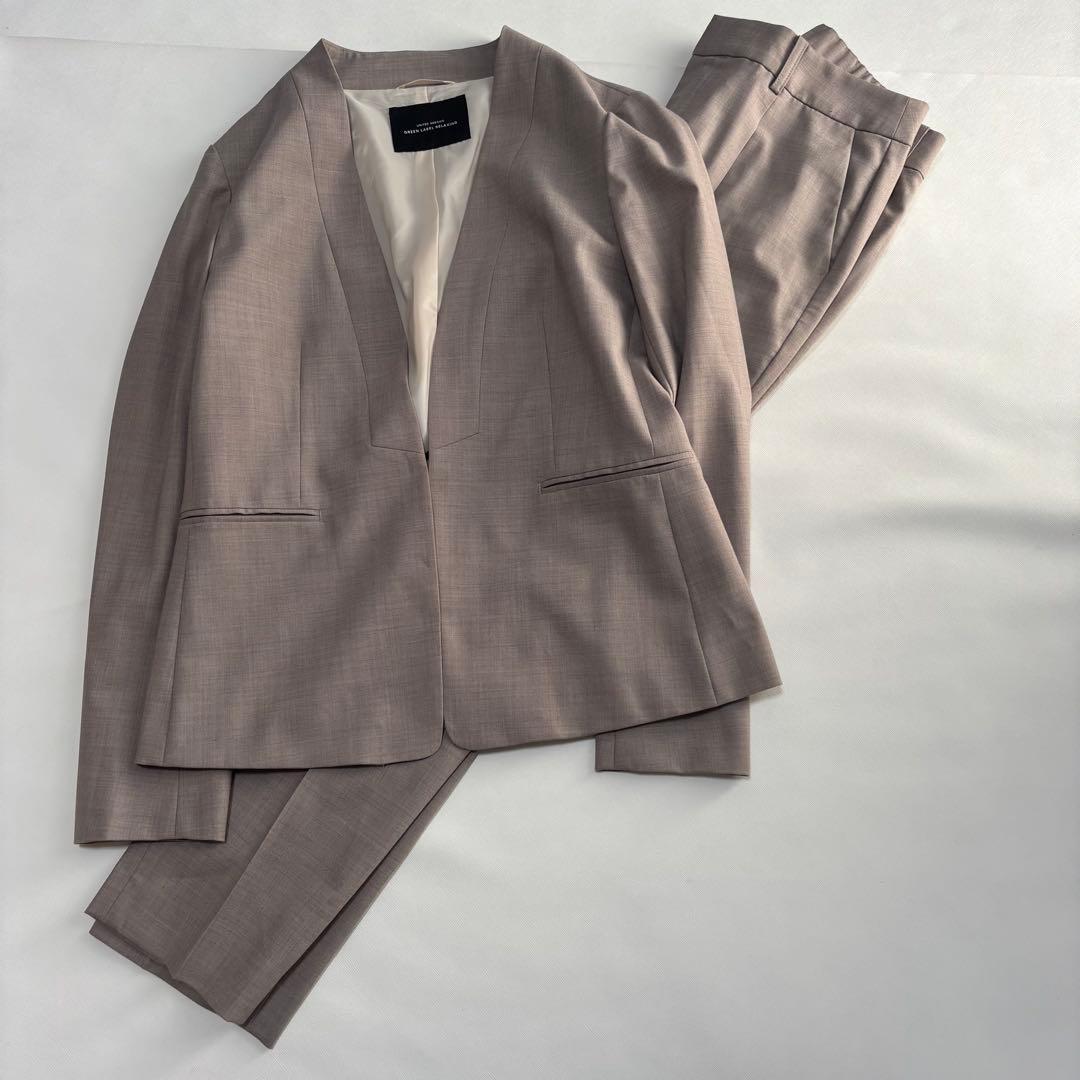 green label relaxing カチリラセットアップスーツ ノーカラー